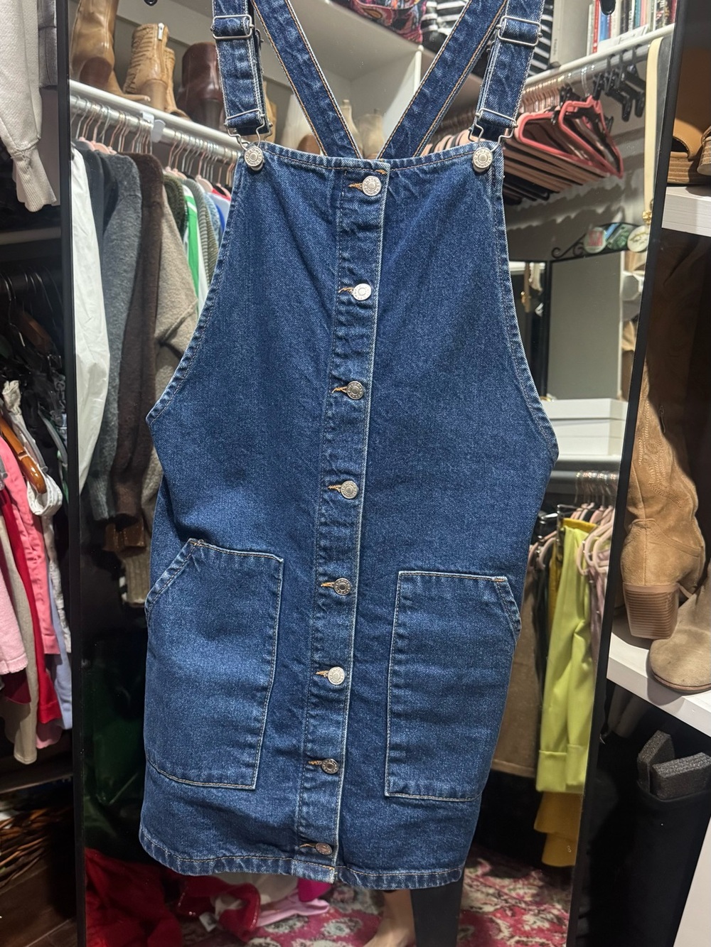 Topshop Moto Blue Denim Pinafore